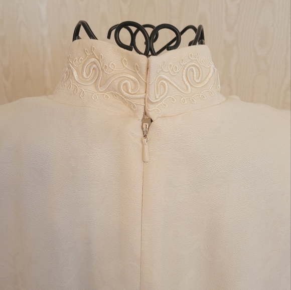 Karin Stevens Santa Fe Off White Pleated Vintage Dress Size 10 - Picture 5 of 13